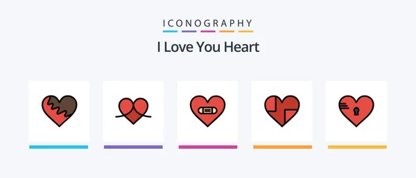 Heart Line Filled Icon Pack Including Heart Tree Small Creative — Image vectorielle