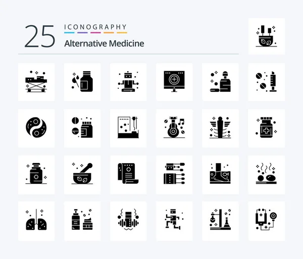 Alternative Medicine Solid Glyph Icon Pack Including Recovery Hospital Medical — Stockový vektor
