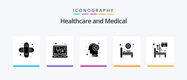 Medical Glyph Icon Pack Including Room Hospital Healthcare Bed Hospital — 图库矢量图片