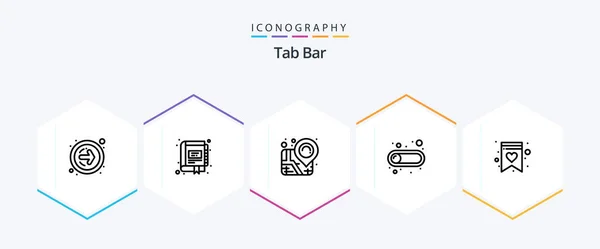 Tab Bar Line Icon Pack Including Wish List Favorite Location — Wektor stockowy