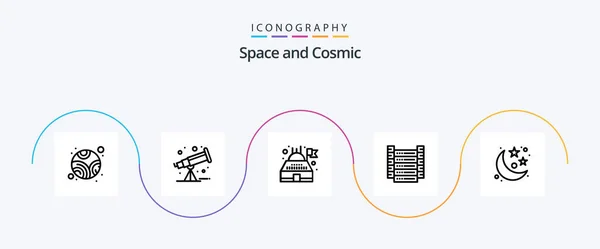 Space Line Icon Pack Including Space Planetarium Planet Servers — Wektor stockowy