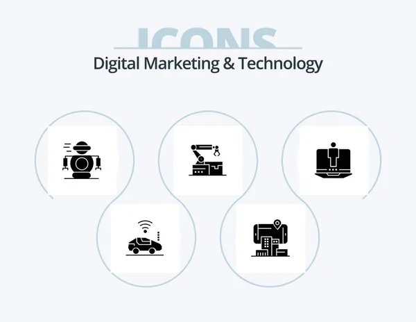 Digital Marketing Technology Glyph Icon Pack Icon Design Computer Technology — Image vectorielle