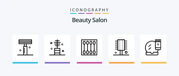 Beauty Salon Line Icon Pack Including Beauty Pedicure Makeup Base — Stock Vector
