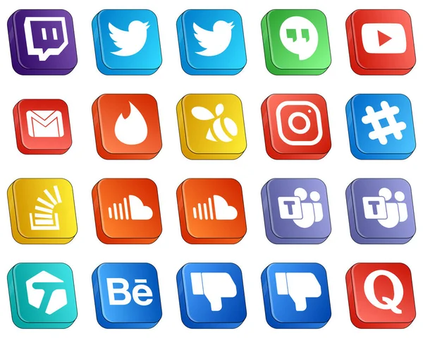 High Quality Isometric Social Media Icons Stock Stockoverflow Mail Spotify — Stok Vektör