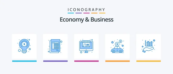 Economy Business Blue Icon Pack Including Business Money Market Investment — Archivo Imágenes Vectoriales