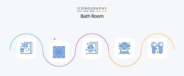 Bath Room Blue Icon Pack Including Bathroom Toilet Bath Shelf — Stock Vector