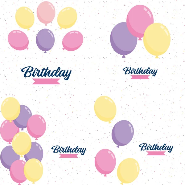 Happy Birthday Announcement Poster Flyer Greeting Card Flat Style Vector — Archivo Imágenes Vectoriales