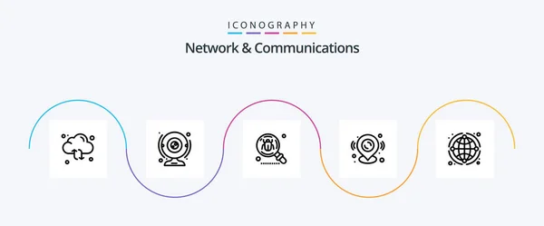 Network Communications Line Icon Pack Including Location Pin Computer Search — Stockvektor