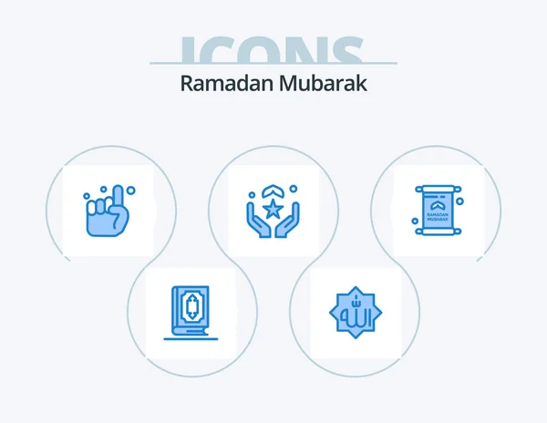 Ramadan Blue Icon Pack Icon Design Hand Dua God Pray — Vector de stock