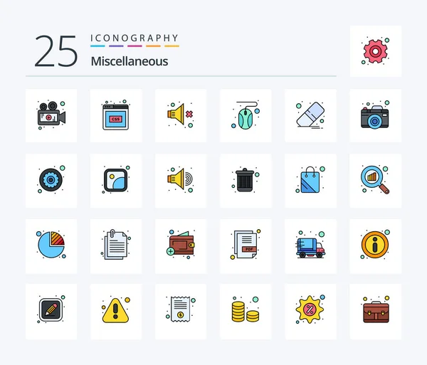 Miscellaneous Line Filled Icon Pack Including Eraser Mouse Click — Image vectorielle