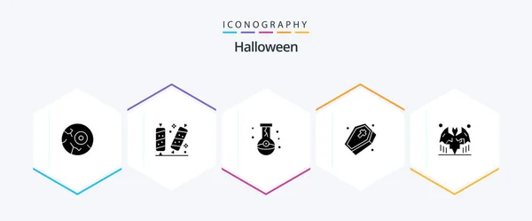 Halloween Glyph Icon Pack Including Scary Halloween Sweet Grave Halloween — Image vectorielle