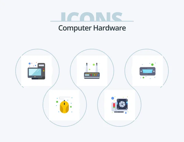 Computer Hardware Flat Icon Pack Icon Design Hard Hard Desktop — Stockvektor