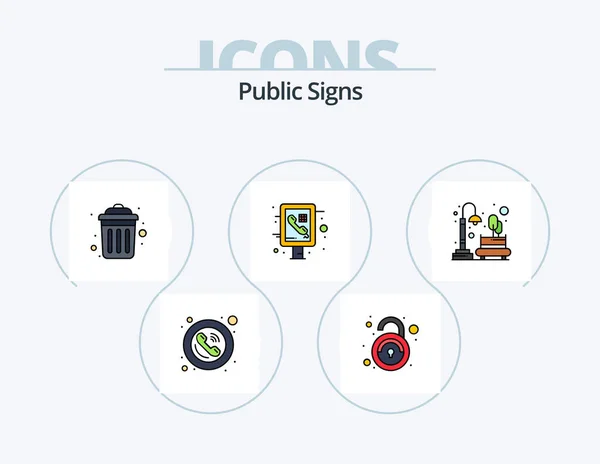 Public Signs Line Filled Icon Pack Icon Design Регулятора Больницу — стоковый вектор