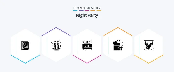 Night Party Glyph Icon Pack Including Disco Party Vip Night — Stockvector