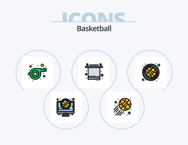 Basketball Line Filled Icon Pack Icon Design Place Basketball Sport — Stockvector