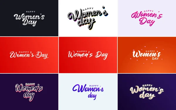 Набор Карточек Логотипом Международного Женского Дня — стоковый вектор