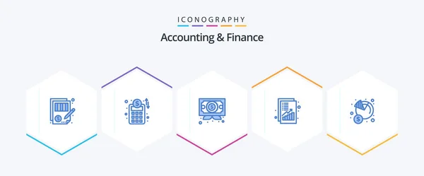 Accounting Finance Blue Icon Pack Including Economy Money Business Increase — Archivo Imágenes Vectoriales