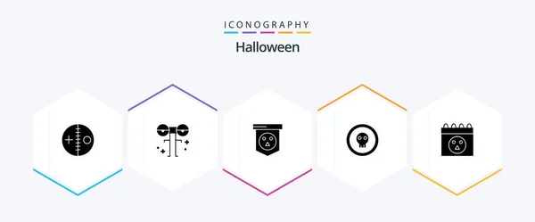 Halloween Glyph Icon Pack Including Horror Dangerous Monster Coin Horror — Stock Vector