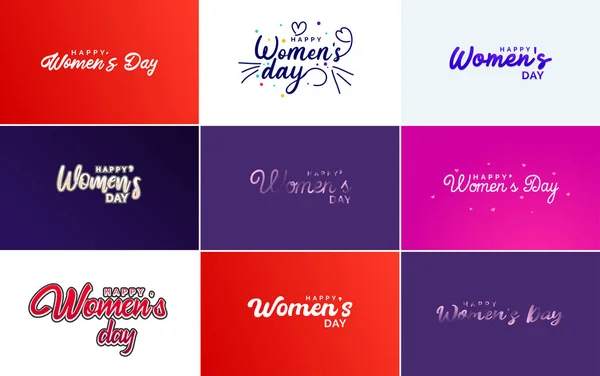 Happy Women Day Typography Design Pastel Color Scheme Geometric Shape — Stok Vektör