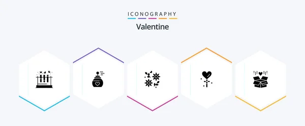 Valentine Glyph Icon Pack Including Love Valentines Love Valentine Aroma — Stok Vektör