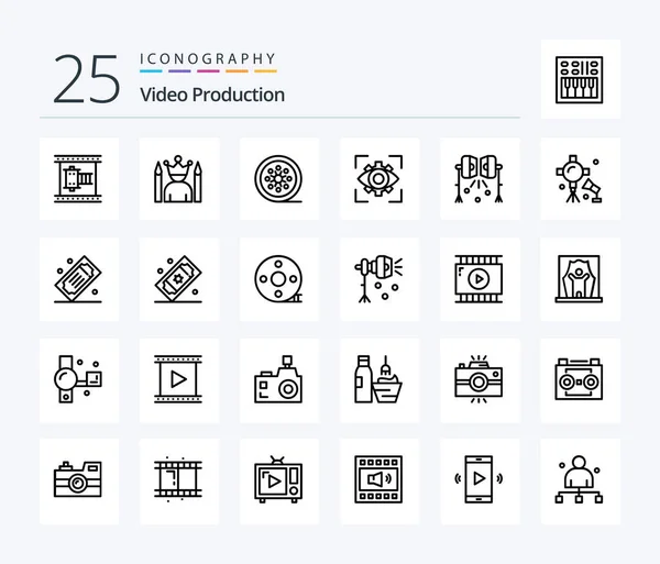 Video Production Line Icon Pack Including Imagination Eyesight Superhero Vintage — Stock Vector