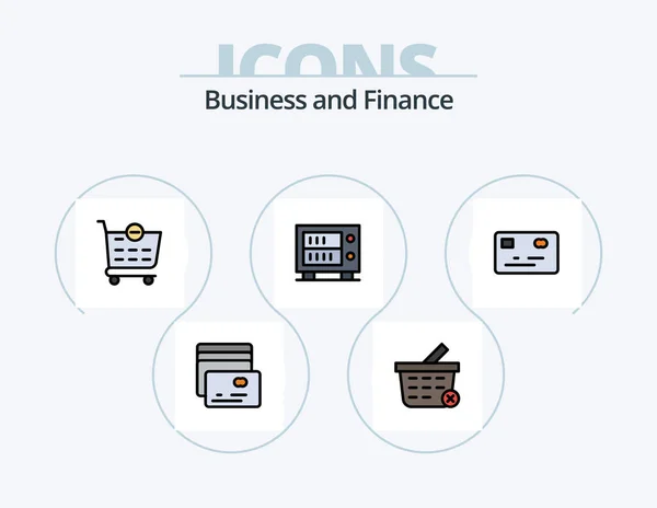 Finance Line Filled Icon Pack Icon Design Shopping Cart Pyramid — Archivo Imágenes Vectoriales