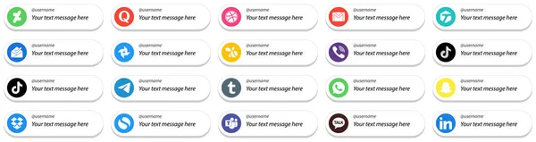 Follow Social Media Icons Custom Message Option Pack China Douyin — Stok Vektör