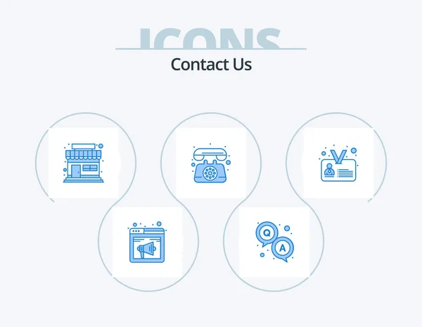 Contact Blue Icon Pack Icon Design Identification Call Survey Telephone — Vetor de Stock