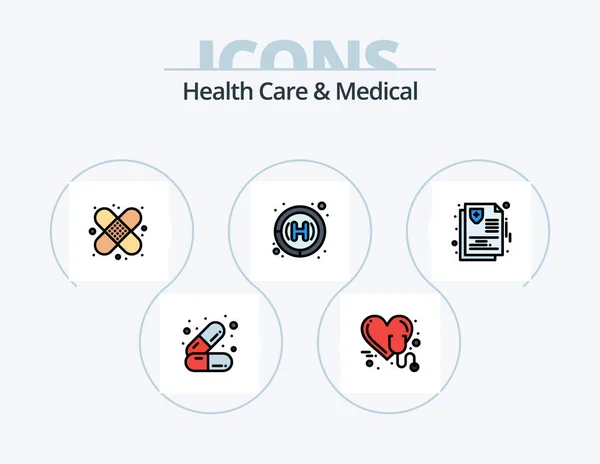 Health Care Medical Line Filled Icon Pack Icon Design Medical — Stock Vector