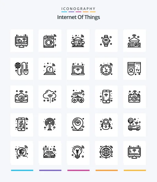 Creative Internet Things Outline Icon Pack Wifi Internet Things Home — Stok Vektör