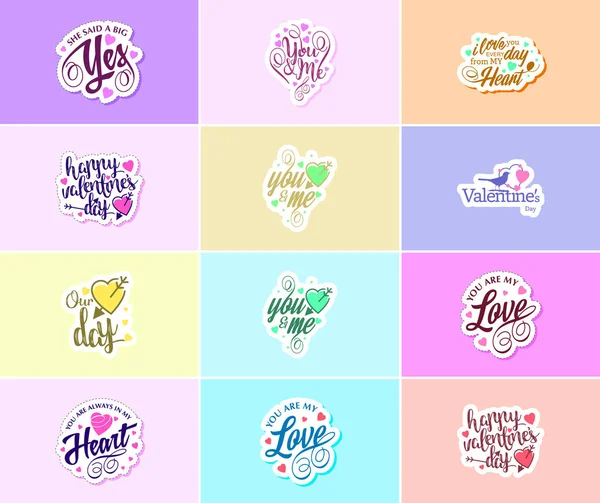 Valentine Day Graphics Stickers Show Your Love Care — Stock vektor
