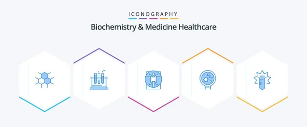Biochemistry Medicine Healthcare Blue Icon Pack Including Test Search Virtruvian — Stock Vector
