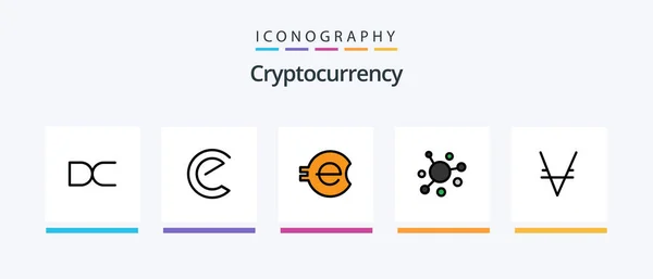 Cryptocurrency Line Filled Icon Pack Including Crypto Ybcoin Crypto Currency — Stockvektor