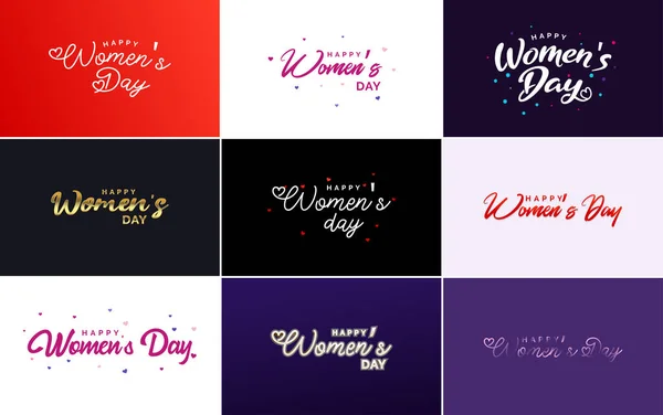 Happy Women Day Greeting Card Template Hand Lettering Text Design — Stockvector