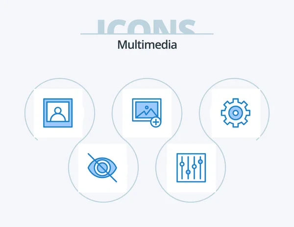 Multimedia Blue Icon Pack Icon Design Add Gear — Image vectorielle