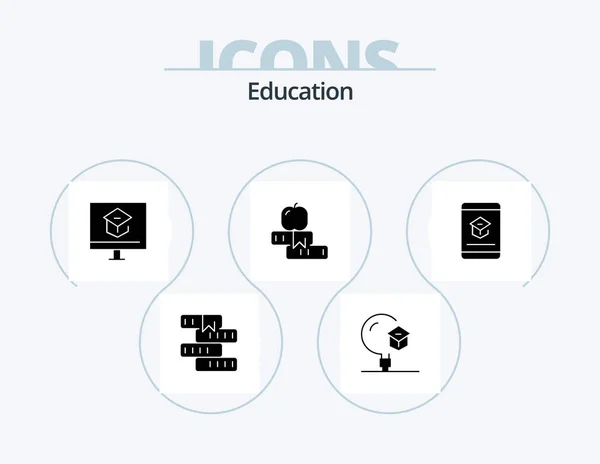 Education Glyph Icon Pack Icon Design School Education School School — Wektor stockowy