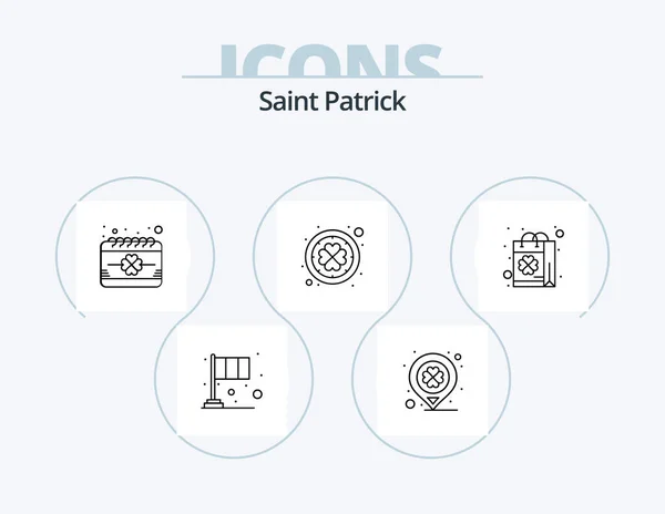 Saint Patrick Line Icon Pack Icon Design Patrick Flag Lucky — Stok Vektör