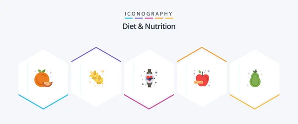 Diet Nutrition Flat Icon Pack Including Healthy Diet Vegetable Nutrition — Archivo Imágenes Vectoriales