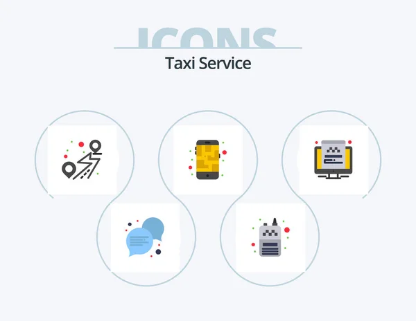 Taxi Service Flat Icon Pack Icon Design Website Taxi Pin — Stock Vector