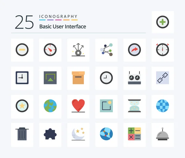 Basic Flat Color Icon Pack Including Air Date Share Clock — Stok Vektör