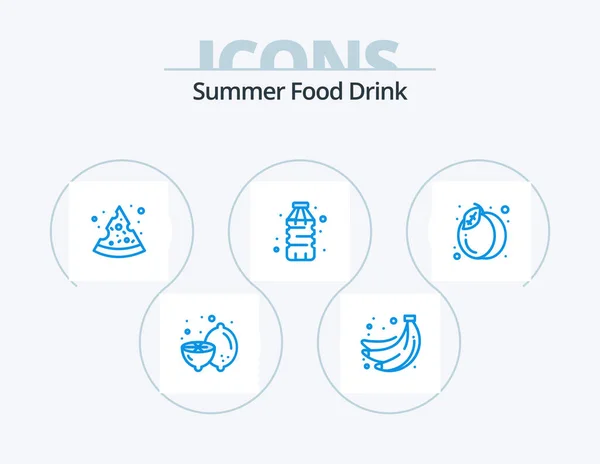 Summer Food Drink Blue Icon Pack Icon Design Summer Pack — Stok Vektör