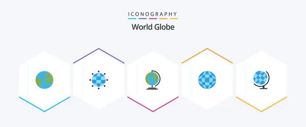 Globe Flat Icon Pack Including Globe Worldwide Geography World — Stockvector
