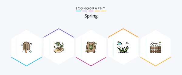 Spring Filledline Icon Pack Including Spring Grasses Seed Grass Health — Διανυσματικό Αρχείο