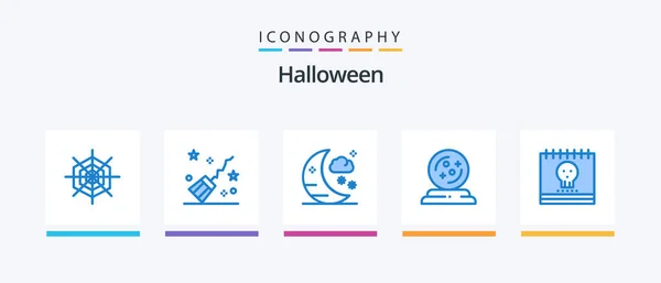 Halloween Blue Icon Pack Including Holiday Ghost Holiday Calendar October — Διανυσματικό Αρχείο