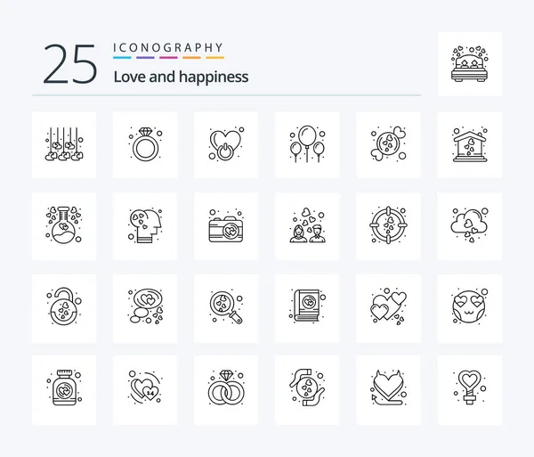 Love Line Icon Pack Including Love Party Celebration Love — 图库矢量图片