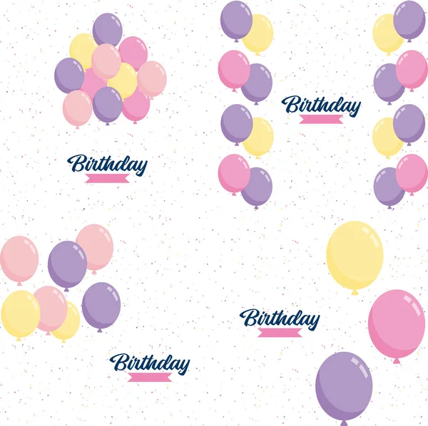Happy Birthday Text Realistic Balloon Vector Illustration Celebration Balloon Colorful — Stok Vektör