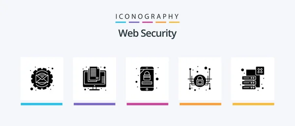 Web Security Glyph Icon Pack Including Loss Security Secret Padlock — Stockový vektor