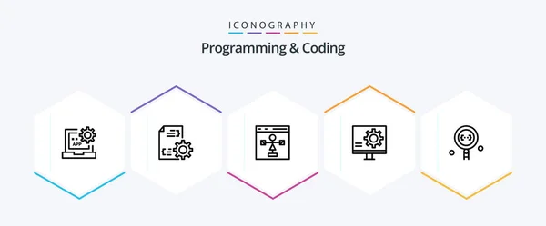 Programming Coding Line Icon Pack Including Development Bug Management Programming — Stok Vektör