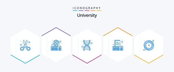 University Blue Icon Pack Including Time Online Dna Homework Assignment — Vector de stock