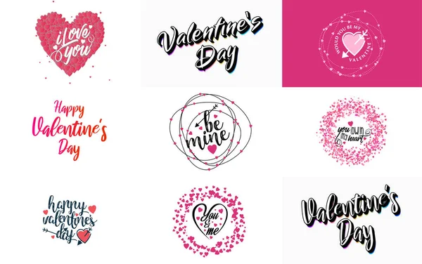 Red Flat Design Valentine Day Label Pack — Stock vektor